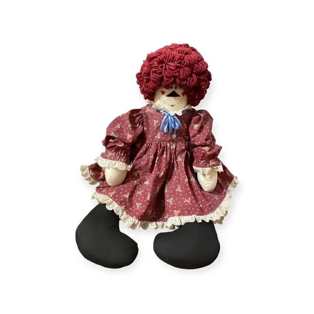Vintage 30” Handcrafted Raggedy Ann Stuffed Doll